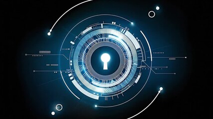 Futuristic Cybersecurity Interface with Digital Lock - Powered by Adobe