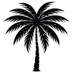 Fototapeta premium Palm tree vector collection tropical beach silhouette line art summer holiday seamless pattern retro design exotic coconut jungle leaves illustration.Palm tree silhouette vector set.