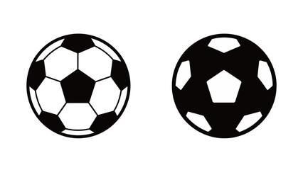 Minimalist Vector Icon Set of Soccer Ball or Football in Black and White Outline and Solid Fill Style for Sport Games © Zhangxiao