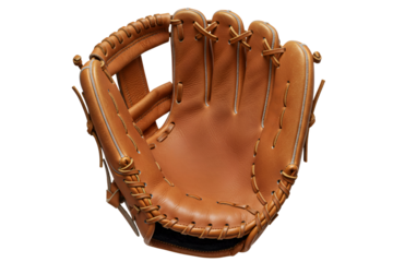 leather baseball glove isolated on transparent cutout background, cut out, png
