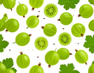 Fresh green gooseberries pattern
