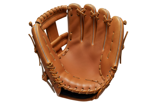 leather baseball glove isolated on transparent cutout background, cut out, png