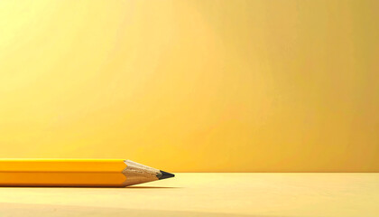 Yellow pencil on paper background
