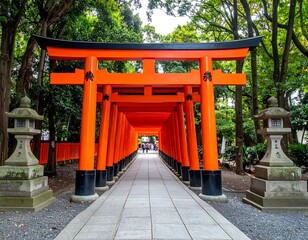 Naklejka premium Japanese torii gate path