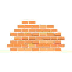 Obraz premium A partially constructed orange brick wall illustration graphic design element for construction, renovation, and design themes.