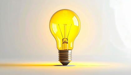 Glowing yellow light bulb
