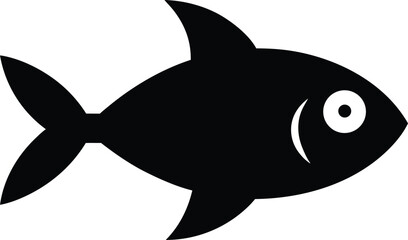 Black Fish Silhouette Vector - Simple Outline Graphic for Logo and Design
