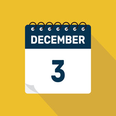 december 3 calendar icon vector illustration with design