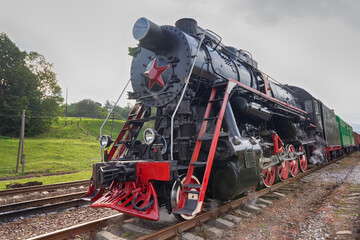 Obraz premium Steam locomotive p36 is the last passenger locomotive produced in the USSR