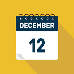 december 12 calendar icon vector illustration with design