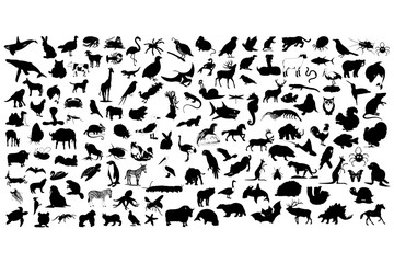 Animals, Birds, and Insects Silhouettes Collection – Wildlife Vector Set