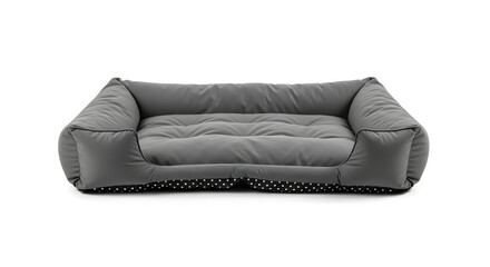 Obraz premium Comfortable grey dog bed isolated on white background for pet wellness