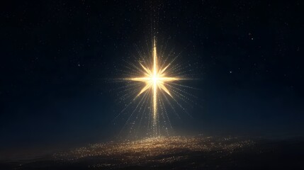 Beautiful Christmas star glowing in the night sky
