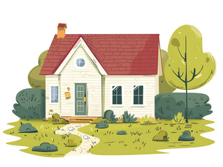 Rustic village farm drawing in color sketch, AI generated