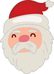 Santa Claus Face festive holiday icon for decoration and winter celebration design elements