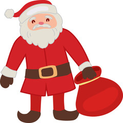 Santa Claus Body festive holiday icon for decoration and winter celebration design elements