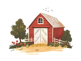 Rustic village farm drawing in color sketch, AI generated