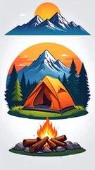 Mountain camping scene