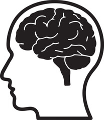 Human Brain in Head Silhouette - Thinking, Memory & Intelligence Concept