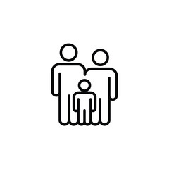 Simple outline icon of a family of three