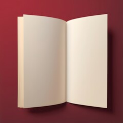 Open blank notebook on red background with soft pages minimal stationery design AI generated illustration wallpaper
