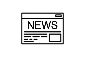 Simple line art icon of a news website or newspaper