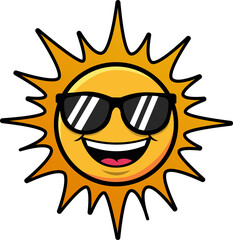 Smiling Cartoon Sun with Sunglasses Vector Illustration