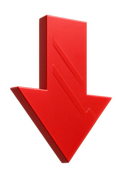 Red arrow pointing downward, symbolizing business decline.