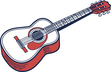 Acoustic Guitar Illustration. Classic Wooden Guitar Artwork. Realistic Guitar Drawing. Musical Guitar Instrument Design. Traditional Guitar Illustration. Isolated Guitar Art. Modern Acoustic Guitar