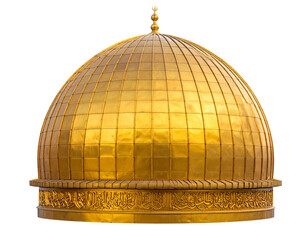 Golden Mosque Dome with Ornate Details Isolated on White