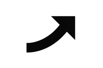 Black Upward Trending Arrow on Transparent Background