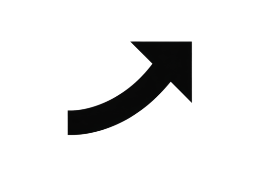 Black Upward Trending Arrow on Transparent Background