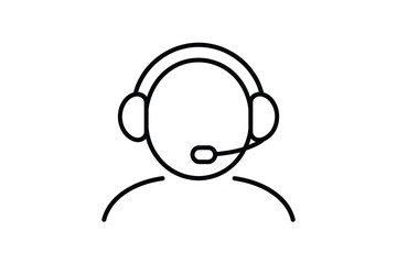 Simple line icon of a person wearing a headset