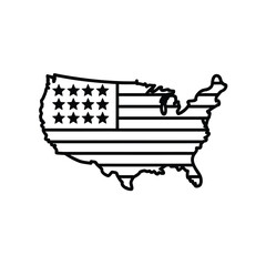 Outline of the united states with american flag design