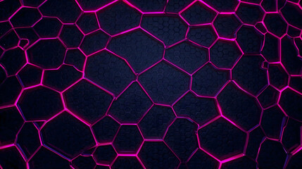 Stunning glowing pink geometric pattern over dark hexagon background for modern tech, gaming, or futuristic projects needing a vibrant, sleek design