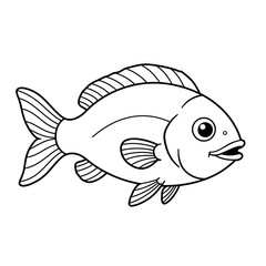 fish, coloring, cartoon, ocean, sea, animal, kids, cute, underwater, aquatic, drawing, outline, sketch, lineart, fins, scales, gills, eyes, tail, water, swim, marine, reef, fun, school, printable, art