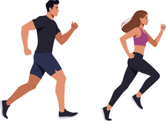 Running duo, active partners, synchronized jogging, fitness activity, athletic movement, cardio exercise, health motivation, outdoor workout