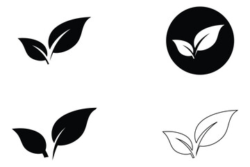 leaf icon, recycle sustainable energy, ecology concept vector art illustration eps10