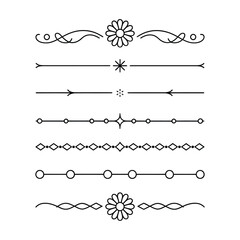 Fototapeta premium Collection of elegant decorative line dividers and ornaments