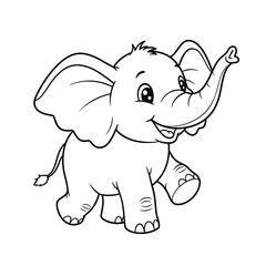 elephant, baby, cute, coloring, cartoon, animal, jungle, kids, fun, trunk, ears, happy, drawing, printable, outline, sketch, lineart, black, white, art, wild, zoo, friendly, smile, adorable, big, natu