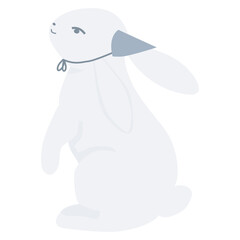 Illustration of White Easter Bunny with Party Hat