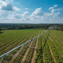 Irrigation System in Agriculture: An expansive, high-angle view captures the precision of modern farming.