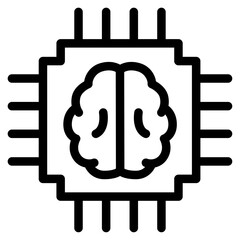 AI brain chip icon — microchip with brain motif, hybrid hardware-software AI symbol
