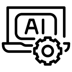 AI laptop settings icon — laptop with 