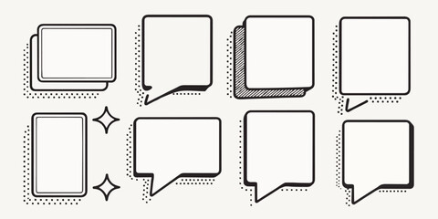 Modern and stylish speech bubbles and starburst elements perfect for creative design projects and impactful communication ideas.