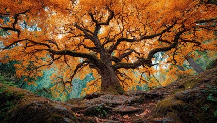 Autumnal majesty of a magnificent tree