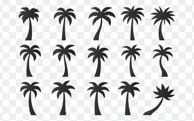 Obraz premium Tropical Palm Tree Silhouette Icons Set Collection