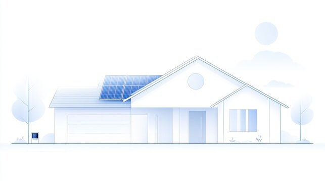 Eco house solar panel energy efficient home design illustration