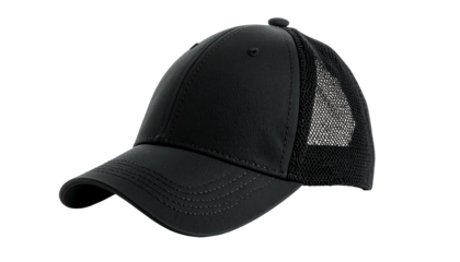 Black Baseball Cap with Mesh Back.