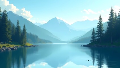 Tranquil Mountain Lake Serenity Nature Landscape